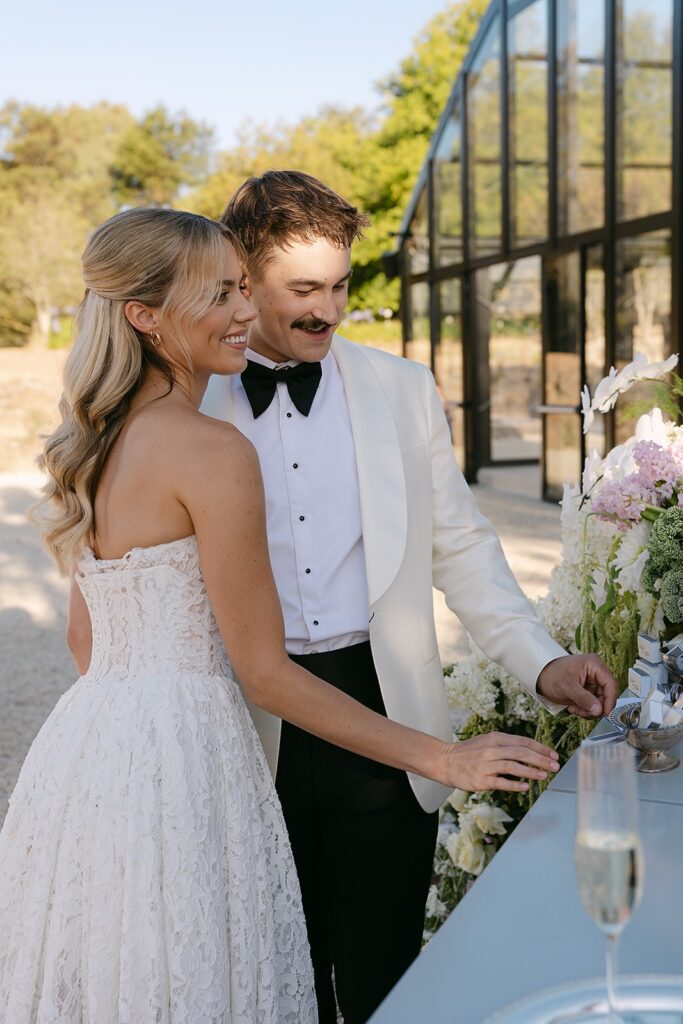 couple enjoying cocktails after wedding ceremony at alora macedon