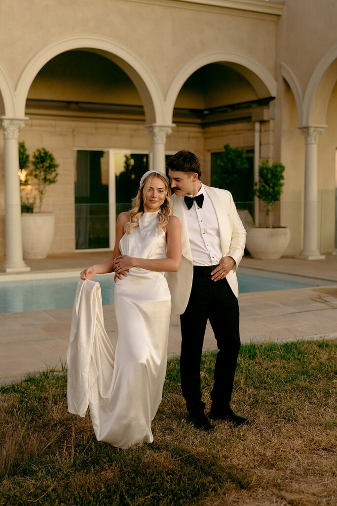 golden hour couple wedding portraits at alora macedon
