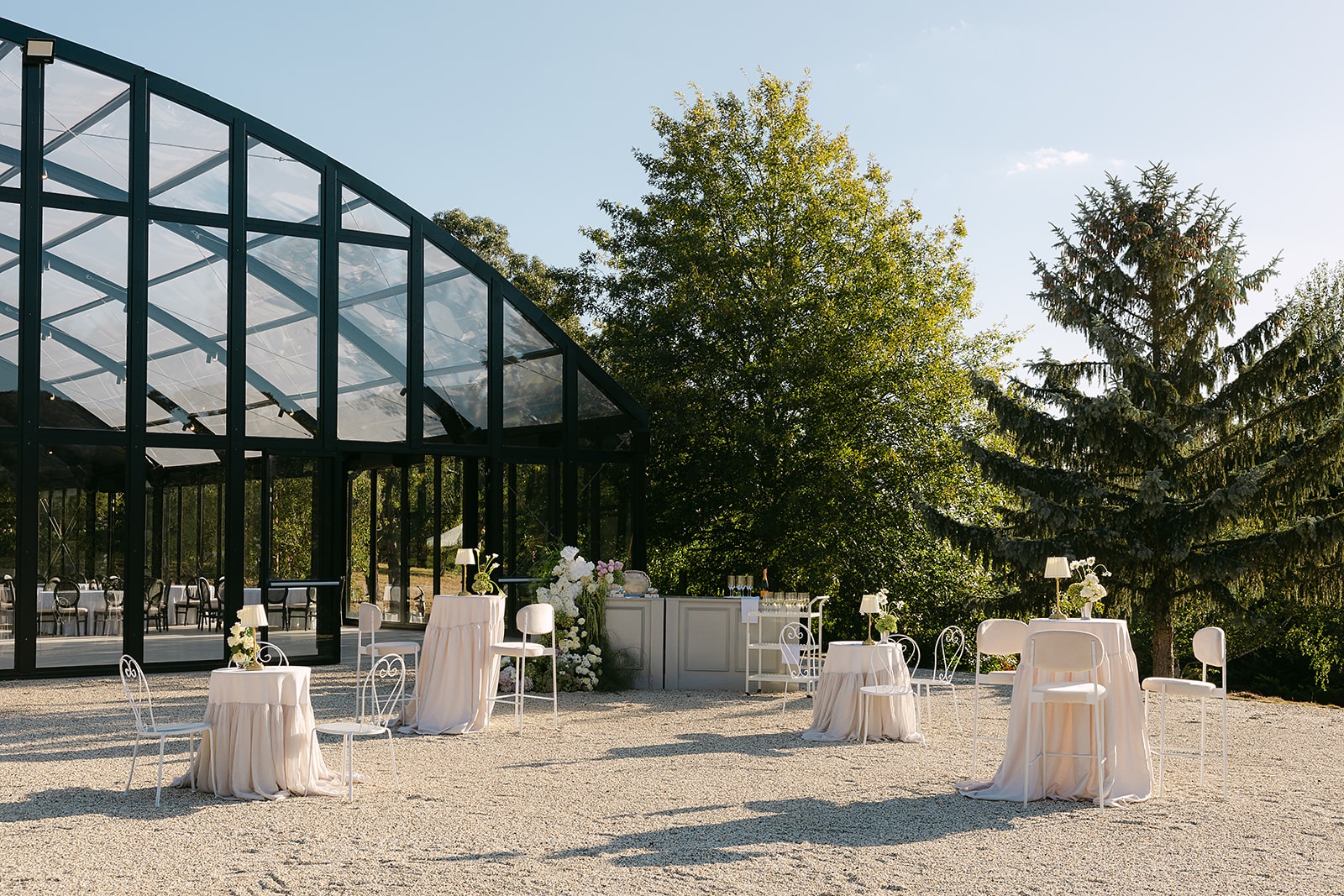 editorial wedding cocktail setup at alora macedon