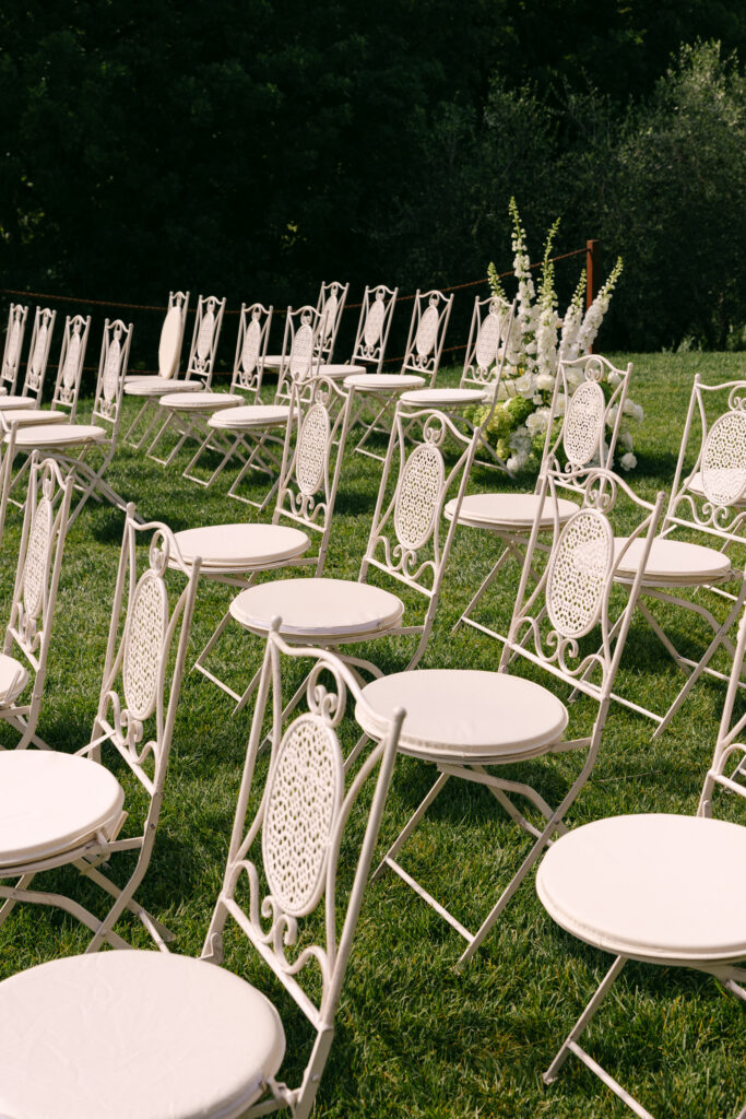 vintage metal wedding chairs for outdoor garden wedding ceremony 