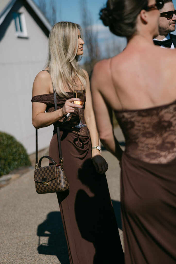 wedding with brown coloured guest dress code
