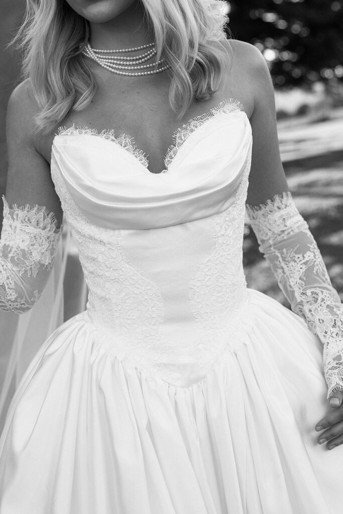 sculptural basque waist bridal gown wedding trend