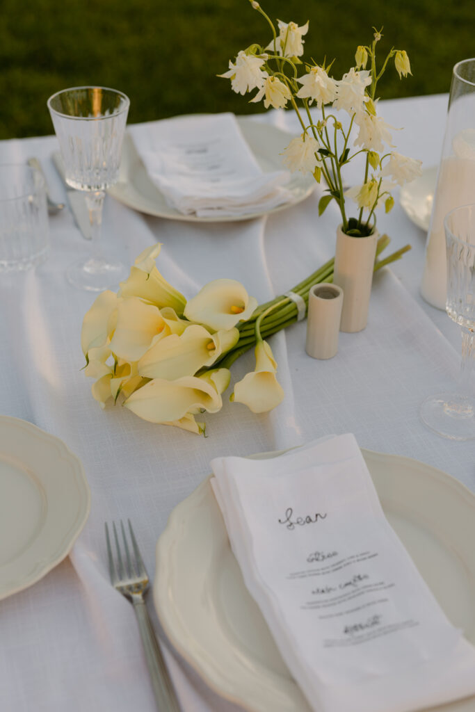 close up of wedding table styling at brolga hill estate in Daylesford