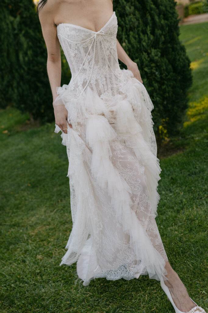 holly butler custom lace wedding gown with basque waist, shot by ashleigh haase photography