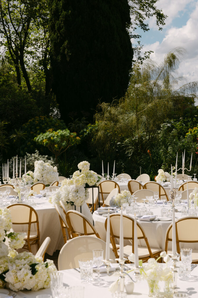 round reception table styling setup outdoors at ripponlea estate