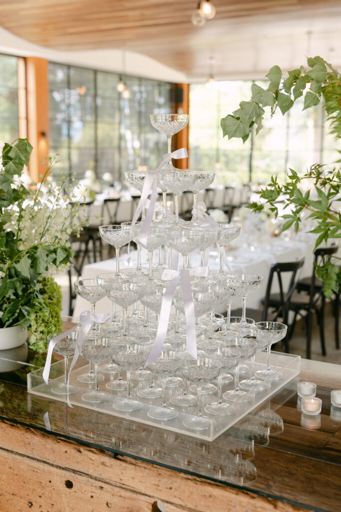 champagne tower styled by Cloth and Confetti, captured by Ashleigh Haase Photography