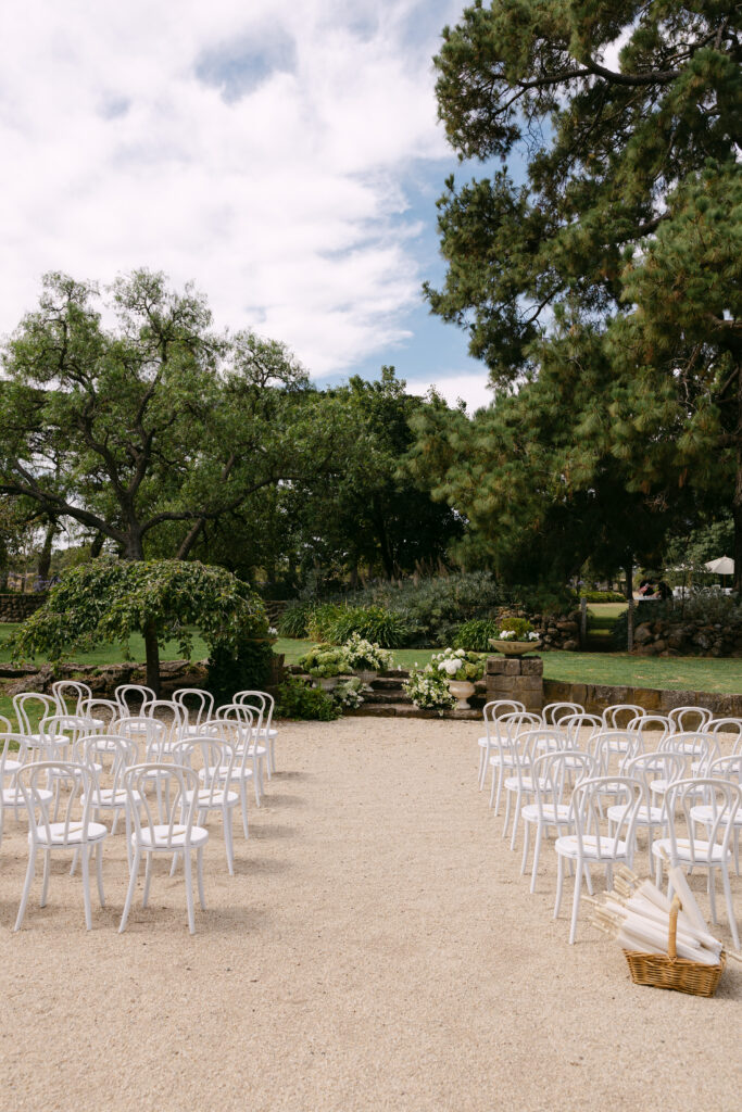 outdoor wedding ceremony setup at woolbrook homestead