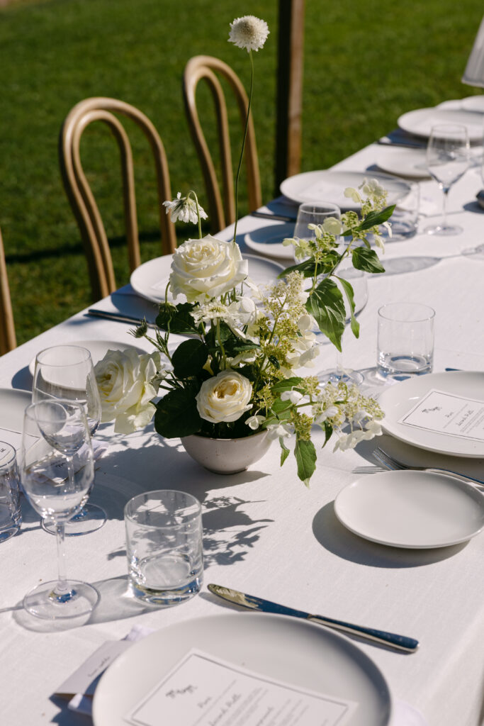 close up of outdoor reception table styling at woolbrook homestead