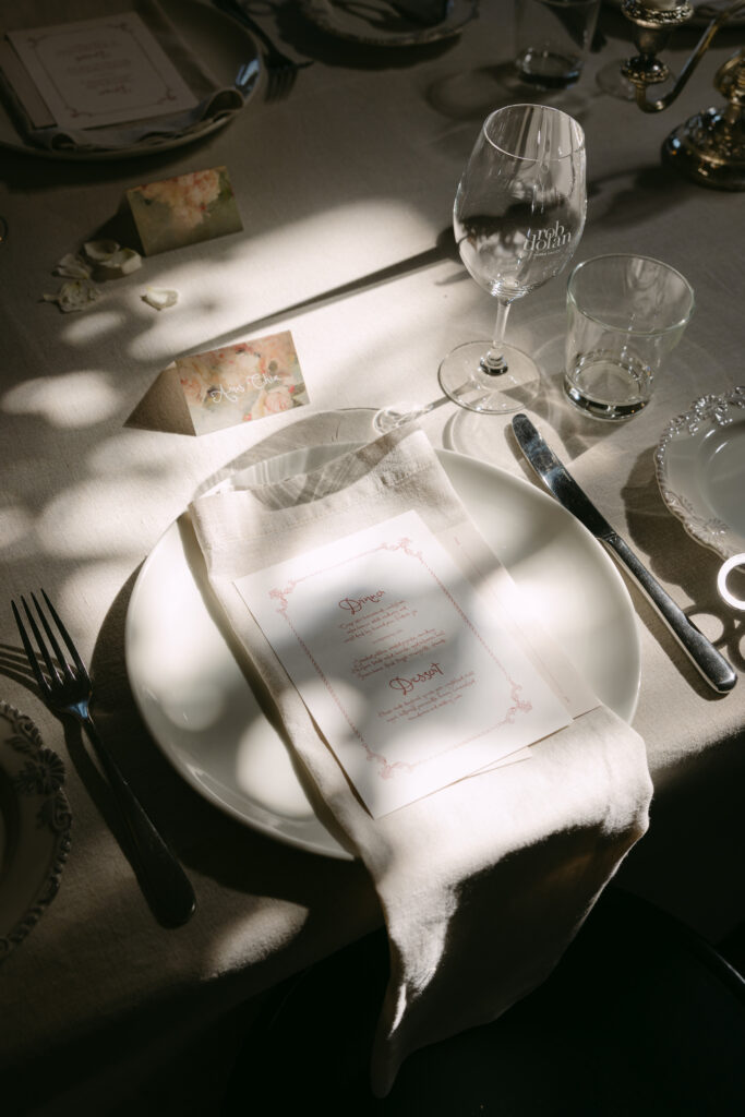 close up of wedding reception table styling at the farm yarra valley 