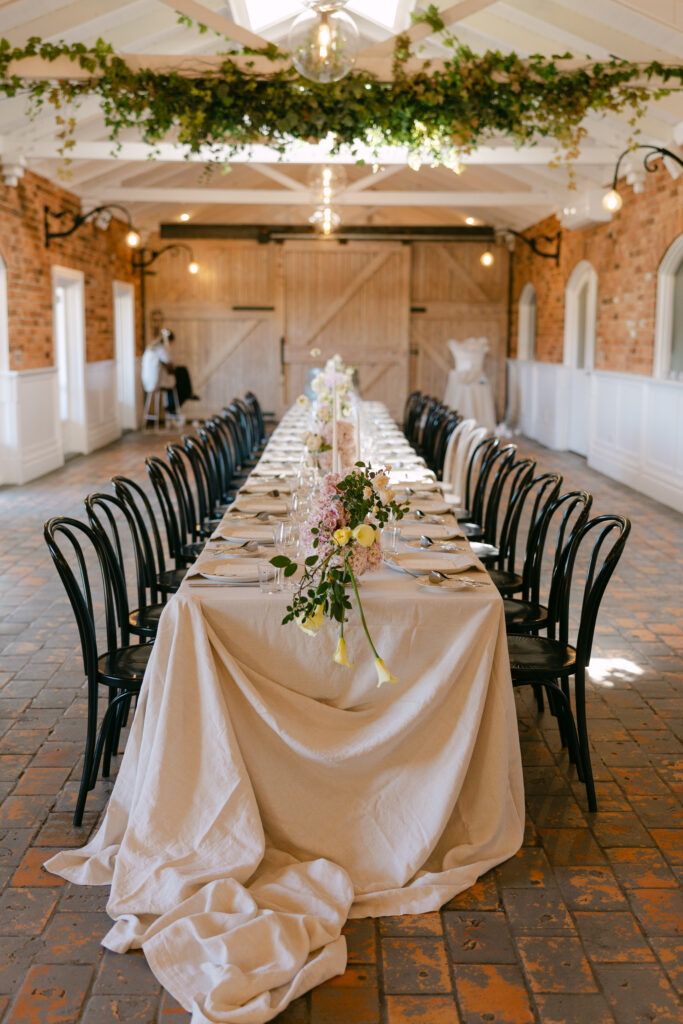 intimate indoor wedding reception styling at the farm yarra valley 