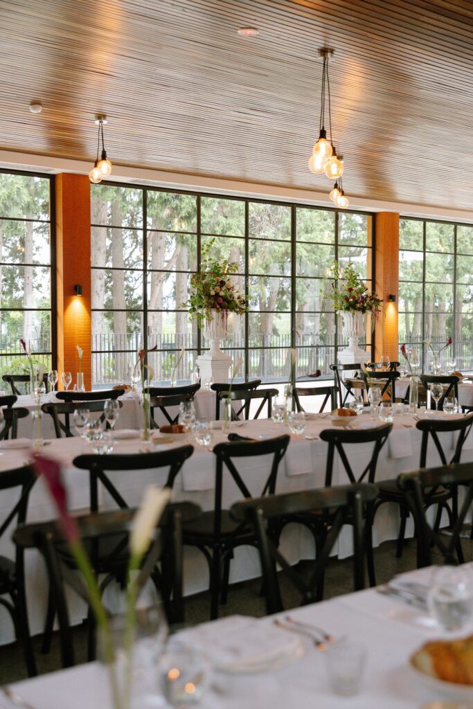 indoor wedding reception setup at Coombe Yarra Valley